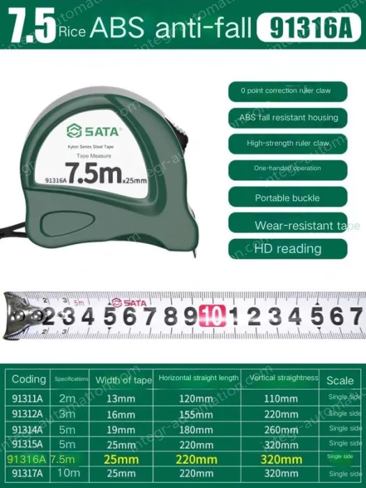ABS drop resistance -7.5 m-ruler width 25mm-91316A