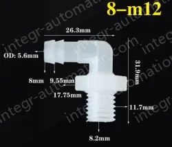 8-M12-M thread right angle elbow