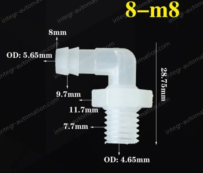 8-M8-M thread right angle elbow