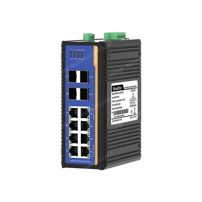 4 Ports Gigabit SFP + 8 Ports Gigabit RJ45 Din-Rail Managed Industrial Ethernet Switch