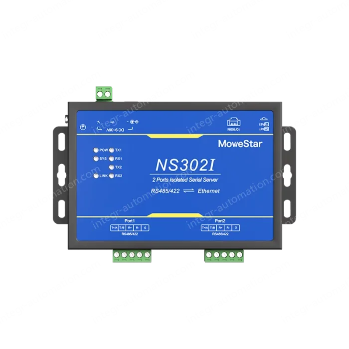 2 Ports RS485/422 Serial to 100M Ethernet Opto-isolated Server