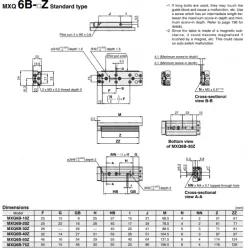Air Slide Table Double-ported Type MXQ B Series &oslash;6, &oslash;8, &oslash;12, &oslash;16, &oslash;20