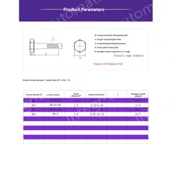 Half thread external hexagonal bolt M6*40