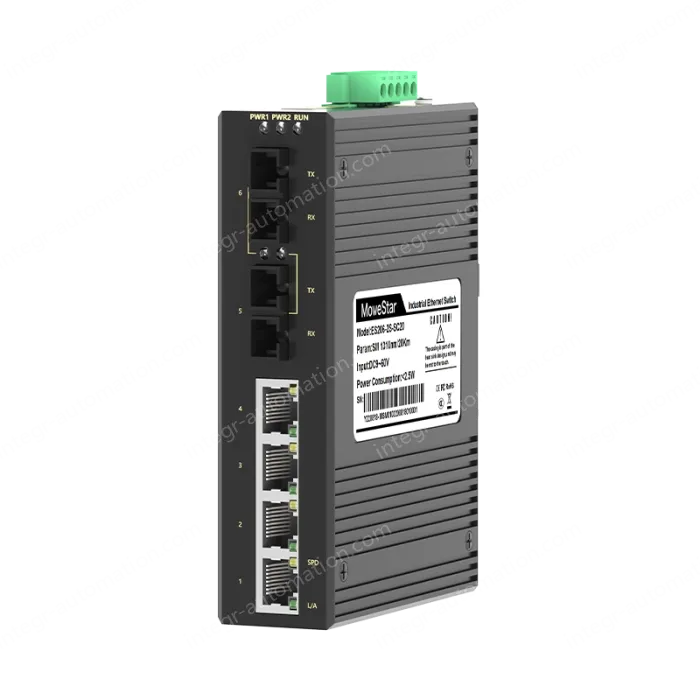 2 Ports 100M F(x) + 4 Ports 10/100M T(x) Din-Rail Unmanaged Industrial Ethernet Switch